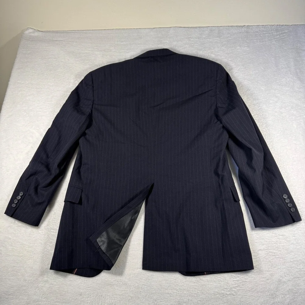 Vintage Graham‎ & Gunn Suit Jacket Mens 40R Navy Blue Pinstripe Blazer Wool 1990